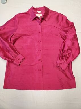 Talbots 100% Silk Blouse Pink Button Down Luxury Classic Career Top Women 12
